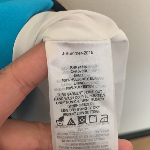 A/X Armani Exchange blue and white color block with asymmetrical hem dress - Picture 6 of 6